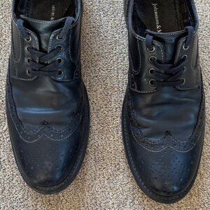 Johnston & Murphy black classic wingtip dress shoes
